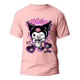 Camiseta Kuromi Camisa Anime Hello Kitty Rosa