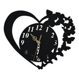 Reloj De Pared Corazón Mariposas Mdf 3mm 30 Cm + Regalo