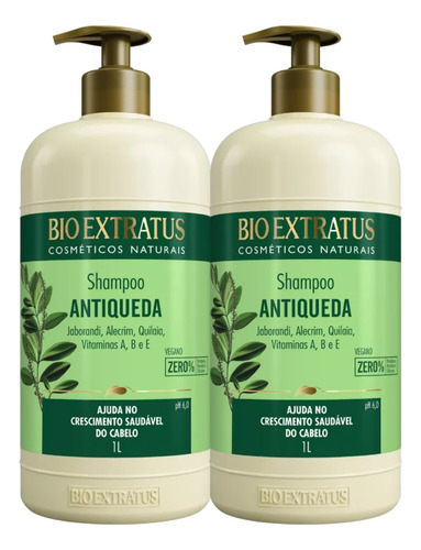 Kit 2l Shampoo Antiqueda De Cabelo Jaborandi Bio Extratus