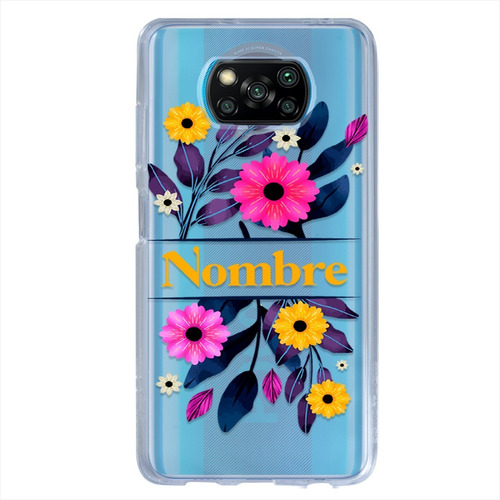 Funda Xiaomi Antigolpes Flores Personalizada Con Nombre