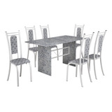 Conjunto De Mesa De Granito Com 6 Cadeiras - Branco