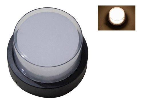 Lampara Arbotante Led 12w Circular Tipo Aspirina Luz Cálida Color Negro