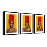 Kit 3 Quadros Decorativos Africana Beleza Mulher Negra 60x40