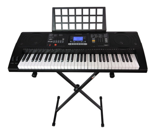 Teclado Musical 61 Teclas Hk-812- Sensit- Usb+ Suporte Pedes