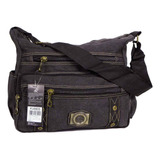 Bolsa Carteiro Transversal Masculina Lona Reforçada Kv8805 Cor Preto