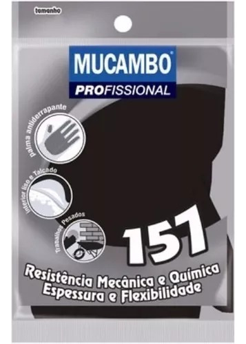 Luva Mucambo P/pedreiro.preta M 10 Pares