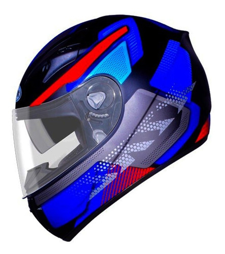 Capacete Moto Ebf Xtroy Legacy Azul Com Óculos Interno