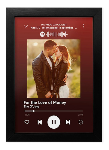 Quadro Interativo Spotify Namorados/casal Presente Criativo