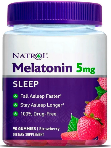 Natrol, Gomitas, Melatonina, Fresa, 5 Mg, 90 Unidades , Te Ayuda A Dormir Más Rápido, Quédate Dormido Más Tiempo Para Regula Los Ciclos De Día Y Noche O Los Ciclos De Sueño.