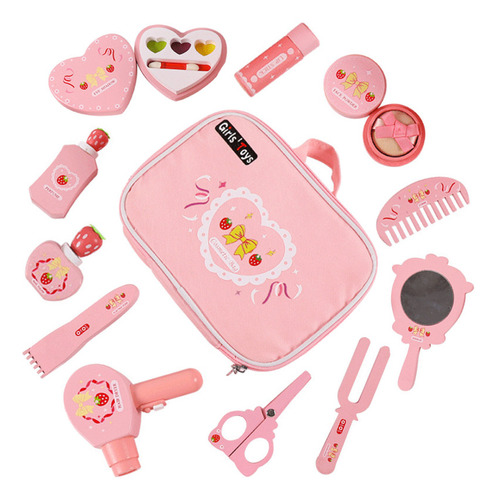 Set De Maquillaje Y Peluquería De Madera Para Niños, 12 Unid