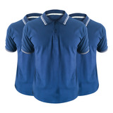  Kit 6 Camisas Polo Azul Masculina Peruana Linha Premium