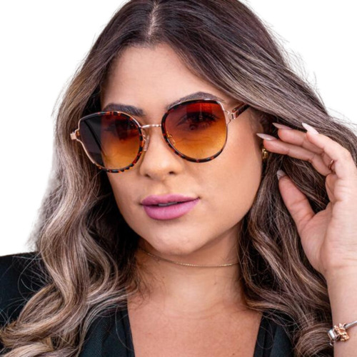 Óculos De Sol Redondo Degrade Gatinho Luna Feminino Doha