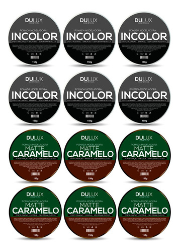 6 Pomada Incolor + 6 Pomada Matte Caramelo 150g Dulux