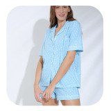Pijama Corto Camisero Con Botones Mujer