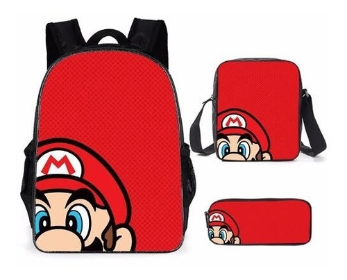 Mochila Super Mario Cartoon Anime Bolsa De Viaje Mario Bros