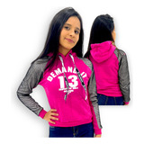 Blusa Flanelada Moletom Menina Canguru Fechada Juvenil Frio