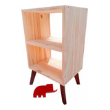 Mueble Cubo Doble Biblioteca Patas Madera Living Estantes