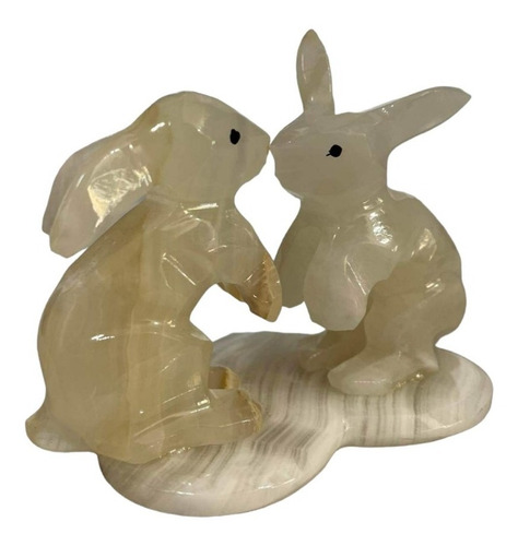 Pareja De Conejos Enamorados Hermosa Decoración Onix/marmol