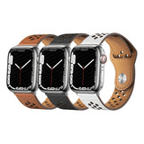 3 Correas De Piel Para Apple Watch Serie Ultra 8 7 Se 6 5 4