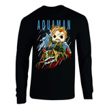 Camiseta Manga Larga Aquaman Dc Heroes Camibuso Sueter 