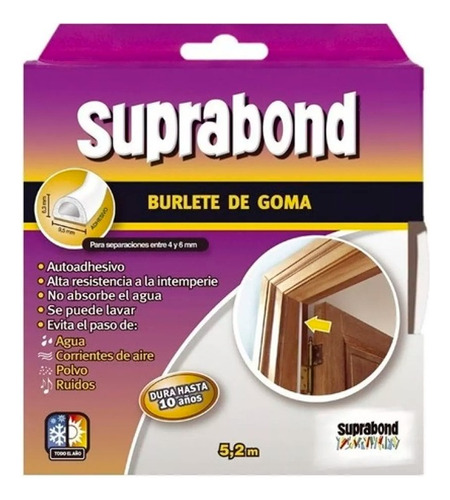 Burlete Autoadhesivo Goma Suprabond 6mmx9mmx5,2mt Perfil D