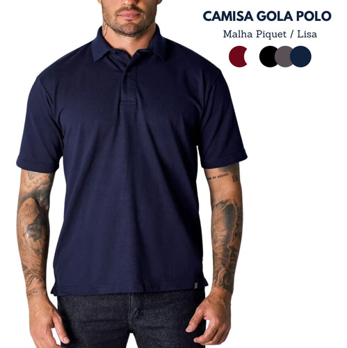 Camiseta Gola Polo Blusa Masculina Uniforme Lisa Confortável