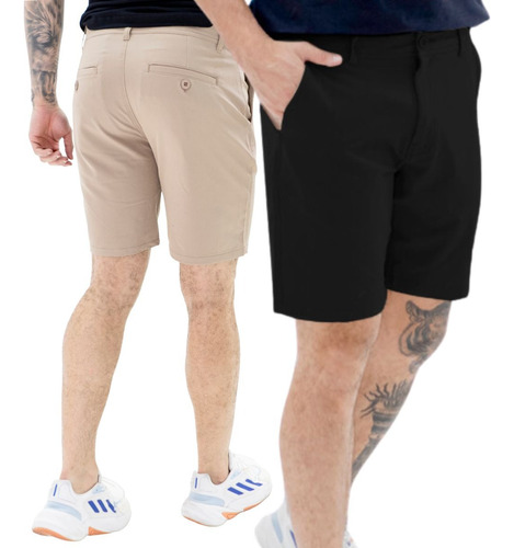 Kit 2 Bermudas Alfaiataria Masculina Esporte Fino  