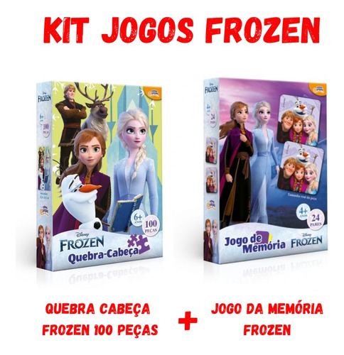 Kit Jogo Da Memoria + Quebra Cabeça Frozen Infantil Didatico