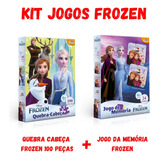 Kit Jogo Da Memoria + Quebra Cabeça Frozen Infantil Didatico