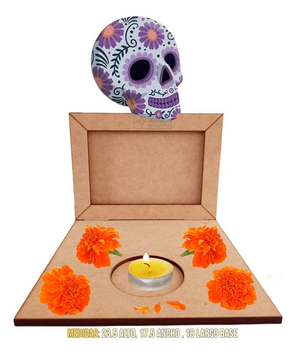 Porta Velas Altar Ofrenda Dia De Muertos Mdf 3mm Y Vinil 