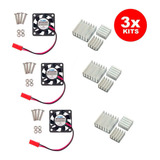3 Kits Cooler Fan Raspberry Pi 3 B E B+ + Dissipadores Calor