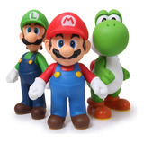 Figuras De Mario Bros + Luigi + Yoshi 12cm Articulada 3 Uds.