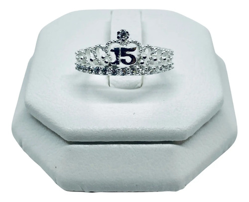 Anillo De 15 Años Corona Con Piedra Mod4 (deperlá Plata) | Envío gratis