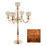 Candelabro Portavelas Cristal Para Decoración De Mesa 5brazo