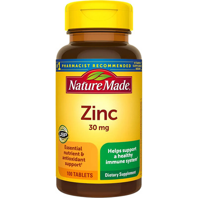 Nature Made Gluconato De Zinc 30 Mg (100 Tabletas) Hecho Usa Sabor Sin Sabor | Envío gratis