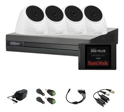 Kit De Seguridad Exvr 4ch + 4 Cam 2mp 3.6mm Domo Dahua