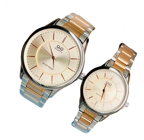 Parejas Relojes Q&q Originales Acero Incluye Estuche +envio