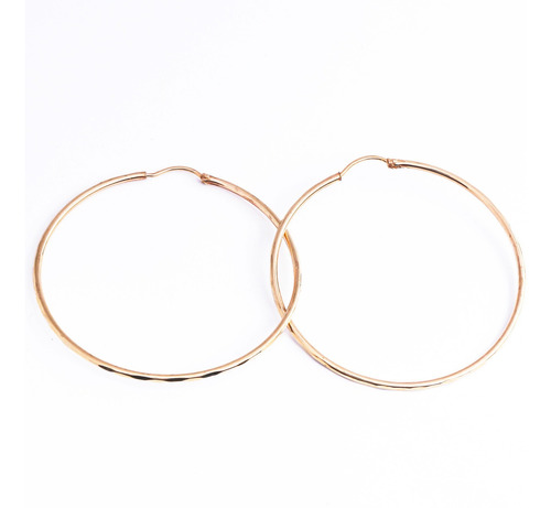 Aretes Arracadas Facetadas Grande 3.3cm Oro Sólido 10k