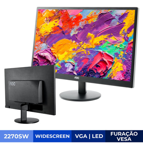 Monitor Usado Aoc 22 Polegadas Led Widescreen C/ Garantia Nf