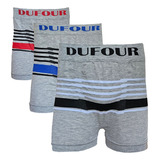 Pack X 3 Boxers Dufour Rayado Sin Costura De Algodon 11812