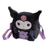 Bolso Cartera Kuromi Negro Felpa Niña De Hello Kitty