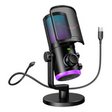 Micrófono Gamer Fifine Am6, Rgb, De Sobremesa, Usb, Negro