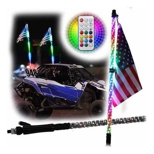 Par Antena Led 360º 90cm, Control Remoto, Bluetooth Rzr.