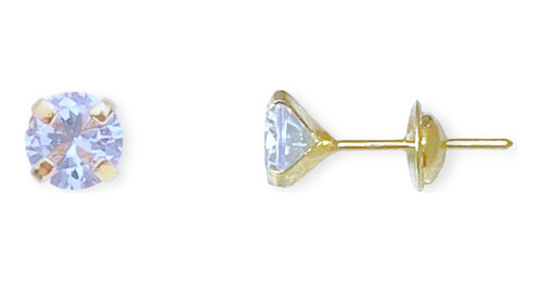 Brinco Infantil Adulto Pedra Zircônia 5mm Em Ouro 18k 750
