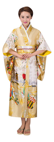Vestido Tradicional Japonés Tipo Kimono Estampado G 6413 Par