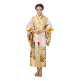 Vestido Tradicional Japonés Tipo Kimono Estampado G 6413 Par