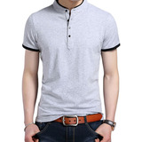 Camiseta De Manga Corta ,algodón,polo Con Cuello Alto Hombro