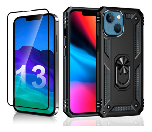 Case Com Anel Para iPhone 13 Mini 5.4 + Pelicula Vidro 9d