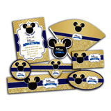 2x1 Kit Imprimible Mickey Rey Azul Y Dorado, Fiesta Infantil