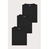 Kit 3 Camisetas Masculinas Básicas Algodão Polo Wear Preto